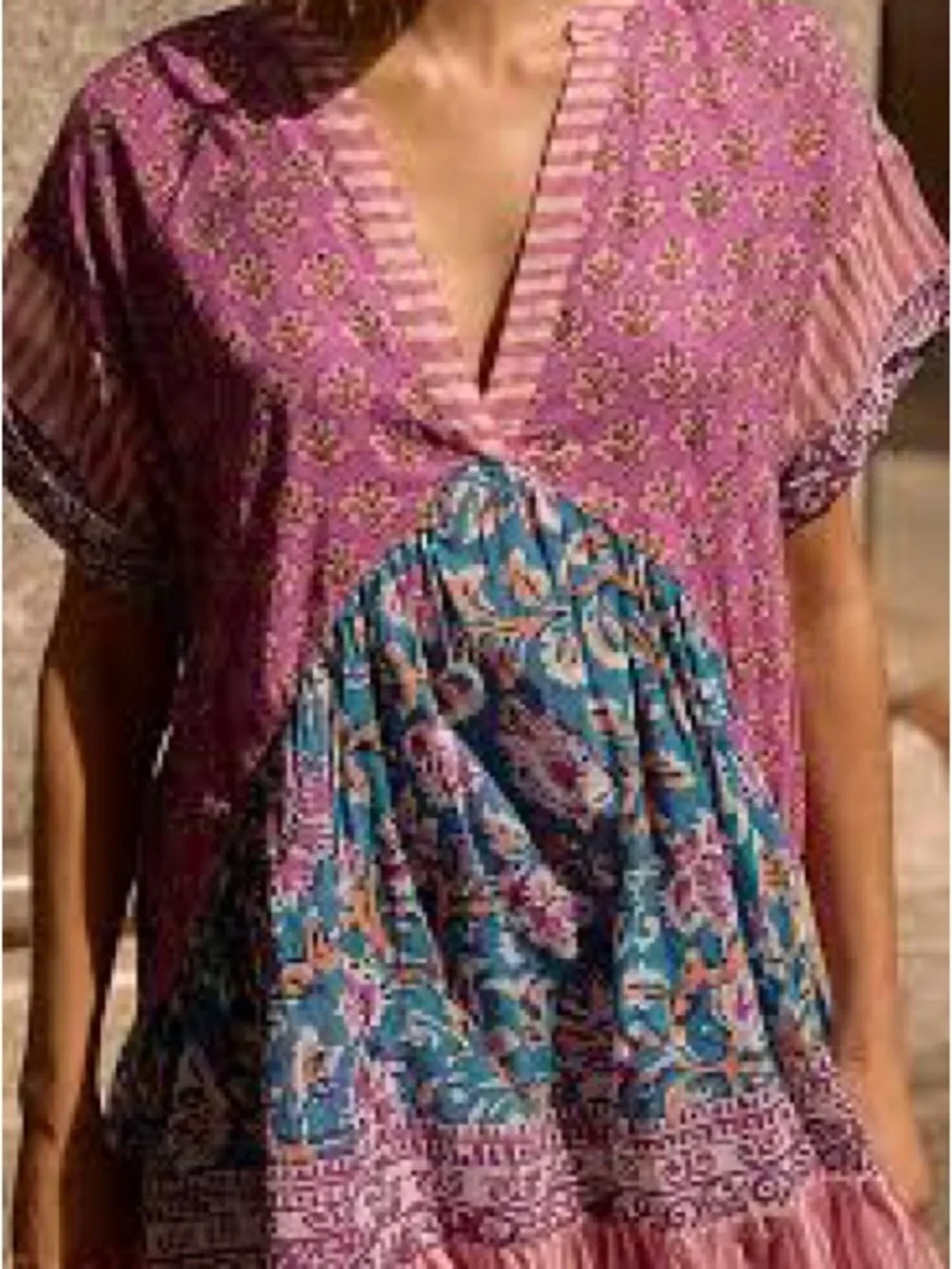 NWT Free People Agnes Pink and Teal Floral Boho Tunic